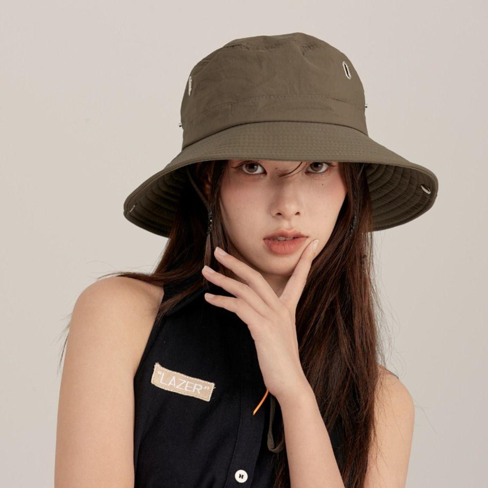 Hiking Wide Brim Sun Hat Waterproof Drawstring Bucket Hat Fashion Men's and Women's Hat  Outdoor