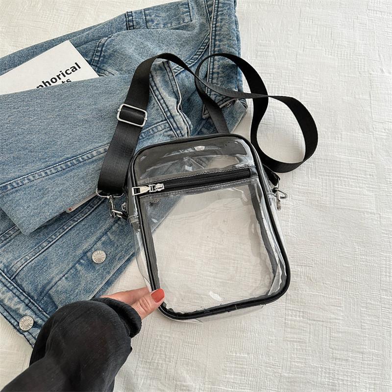 

Stylish Pvc Shoulder Bag For Women And Men Perfect For Summer Travel And Casual Outings чёрный
