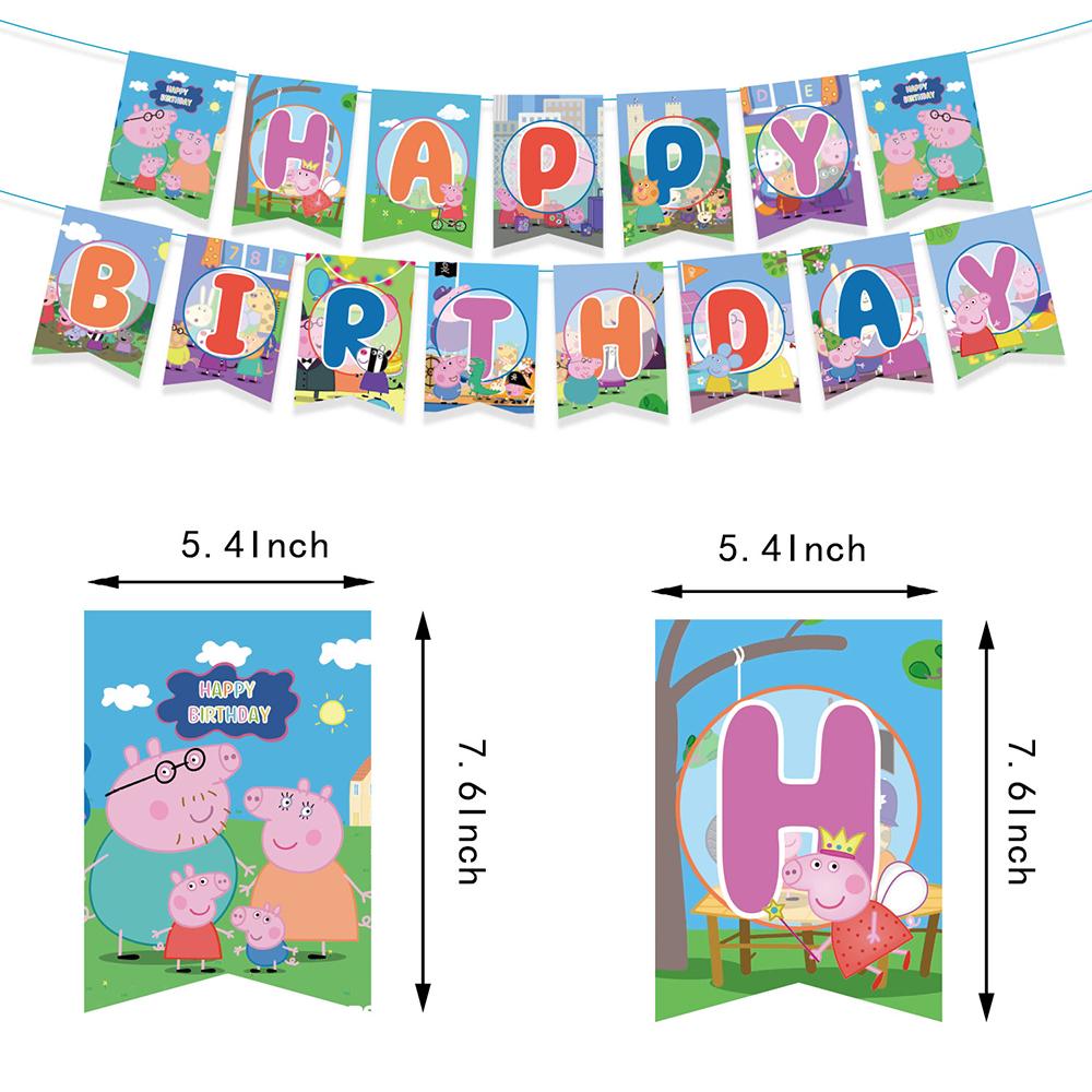 32pcs Peppa Pig Party Supplies Include Banner, Cake Topper, Balloons for Kids