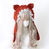 Fashion Cartoon Knitted Cat Ear Hat Ear Protection Casual Crochet Wool Hat Cute With Bow Photo Props Cap Outdoor
