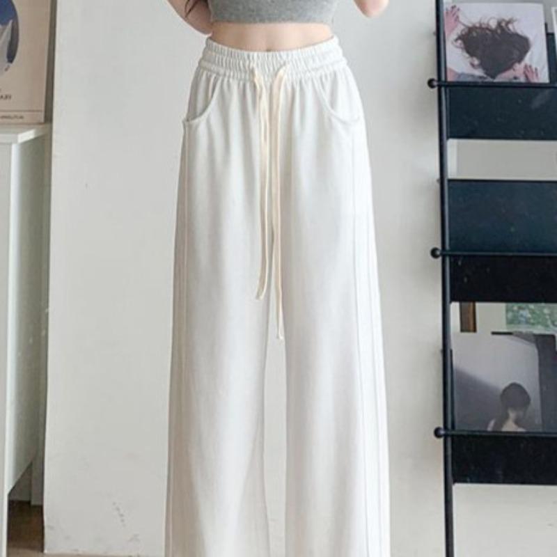 Gray Sweatpants for Women In Spring and Summer Latest High-Waist Draped Straight Wide-leg Pants for Small Leisure Comfortable Fit Sweatpants