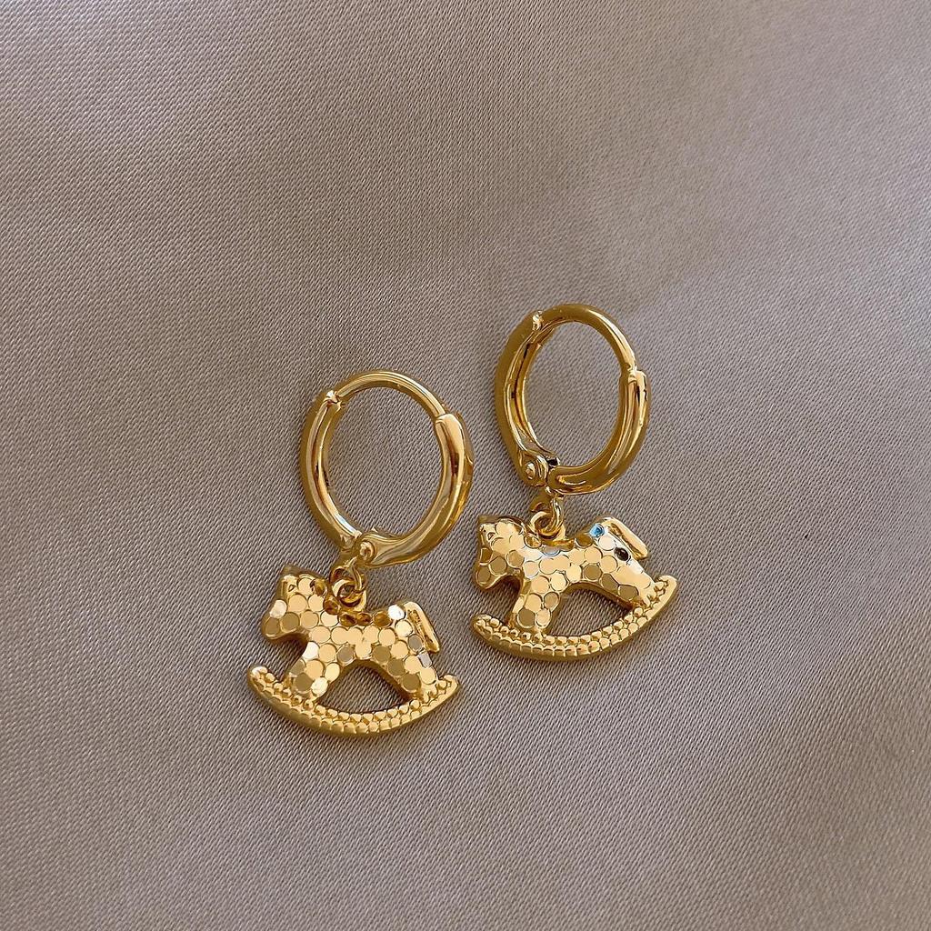 Zodiac Year Zircon Pearl Horse Earrings - Luxurious, Modern Studs for Women