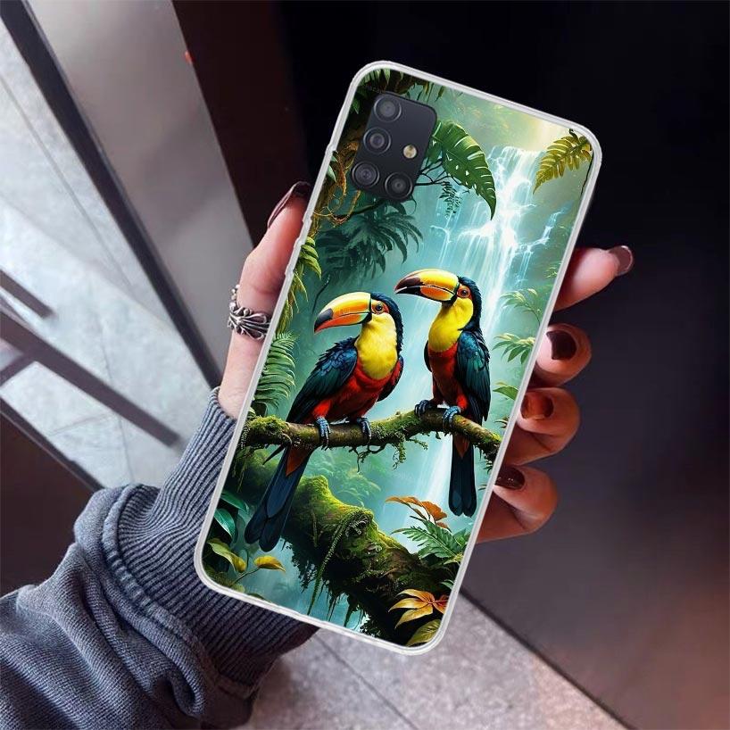 Tropical Toucan Phone Case For Samsung Galaxy A52 A51 A50S A32 A22 A12 A02S A72 A71 A31 A70 A30S Note 20 Ultra 10 Plus S10 Galax