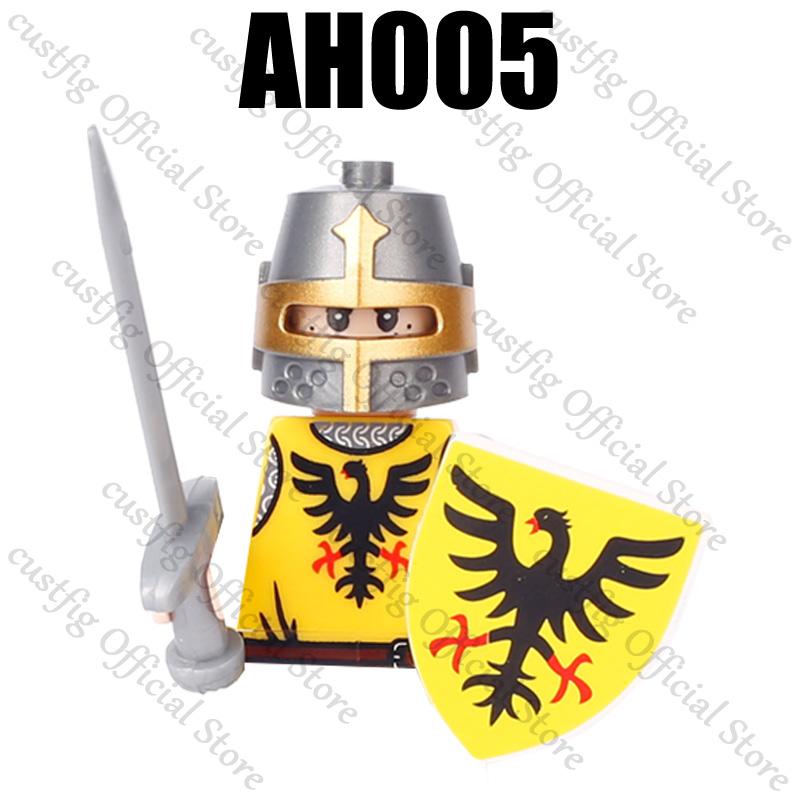 Mittelalterliche Militärsoldaten Figuren Bausteine Löwenherz Deutscher Ritter Waffe Infanterie Schild Helm Burg Hexe Steine Spielzeug