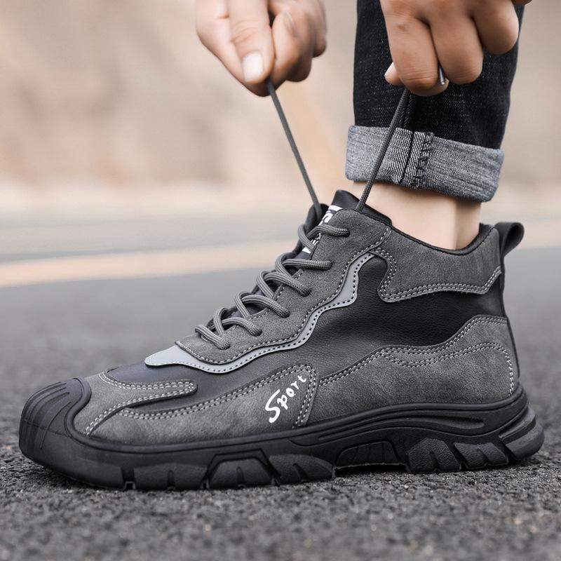 Cotton Shoes Men's Winter Fur Integrated Leisure Sports Men's Thick-soled Velvet Warm Non-slip High-top Fluff Men's Shoes