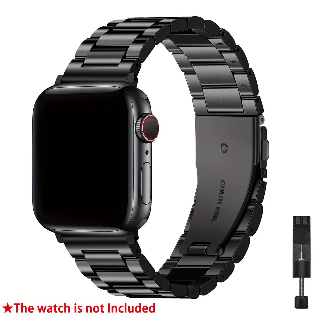 Stainless Steel Apple Watch Band with Secure Tang Buckle & Case | Fits 38-45mm Series 1-Ultra