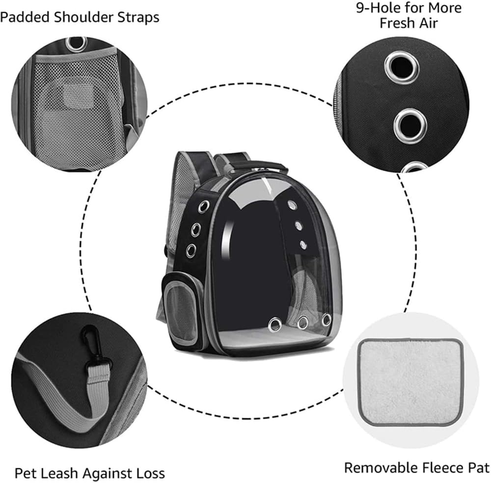 Cat Carrier Backpack Transparent Cat Bag Capsule Bubble Pet Backpack Small Animal Puppy Kitty Breathable Pet Carrier for Travel