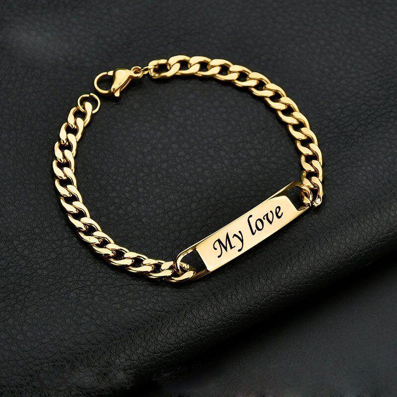 Personalised Men Women Stainless Steel Bracelet Bangle Engraved Jewelry Gift New