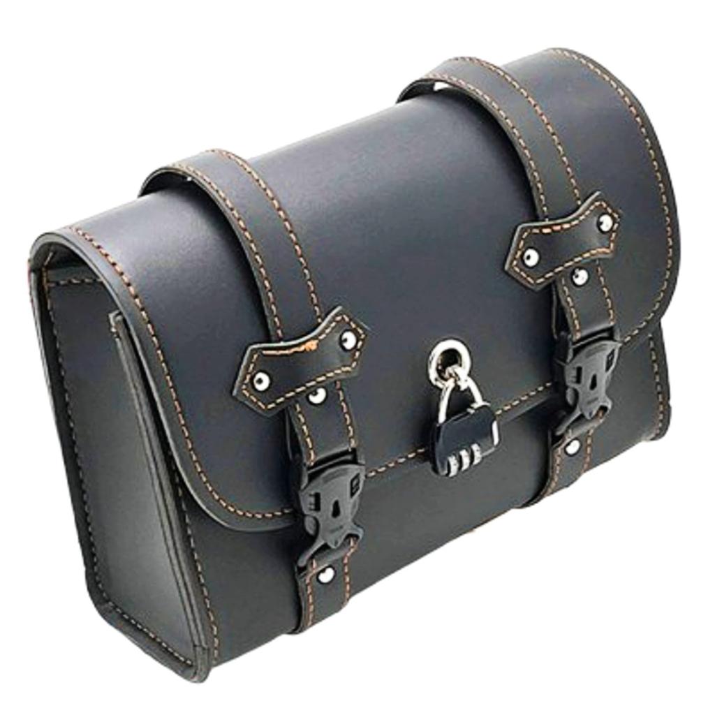 Merrytime Motorcycle Side Touring Tool Small Organizer with Locking Retro Black Bag, Bag, Lockable, Bag, Pin, Style, Keyed, Camping,