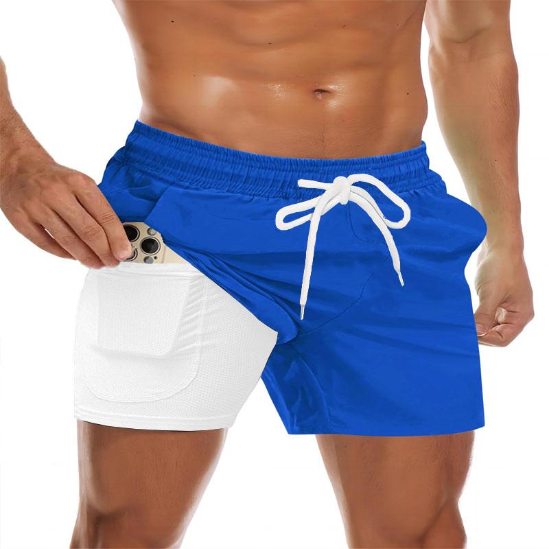 

Модные однотонные мужские пляжные шорты с принтом для повседневного ношения, быстросохнущие, подходят для летних пляжных игр 2XL синий