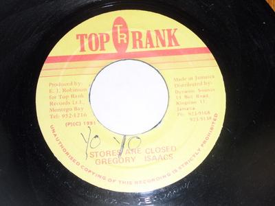 7inch Record GREGORY ISAACS Stores Are Closed NONE Top Rank 1991 Jamaica Reggae Ska Dub Used