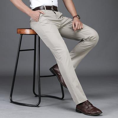 Spring and Summer New Middle-aged and Elderly Men's Trousers Cotton Thin Section of Men's High-waisted Straight Loose Trousers Casual Trousers