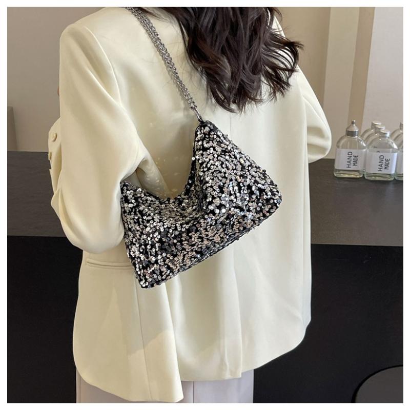 Women's Sequin Pillow Bag Fashion Trendy Single Shoulder Crossbody Bag Small Size
