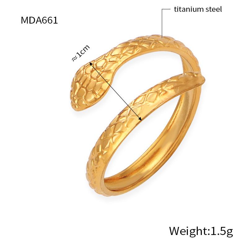 New Style Fashion Niche Design Titanium Steel Gold-plated Animal Snake-shaped Winding Ring Jewelry Women