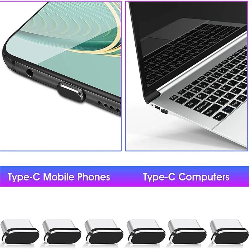 1/2/5pcs Metal Type-C Silicone Dust Plugs Phone USB Port Protector Anti-dust Plug Cover Cap for Samsung Huawei Xiaomi Tablet2