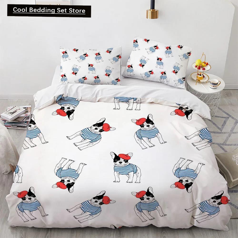 Corgi Dog King Queen Duvet Cover Yellow Cartoon Puppy Bedding Set For Kids Boys Girls Kawaii Pet Animal Pink 2/3Pcs Quilt Cover