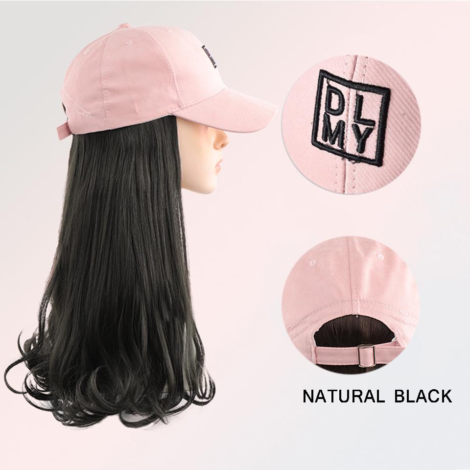 Synthetic Baseball Cap Hair Wig Pink Cap Hair Extensions Naturally Connect  Adjustable Hat Wig Heat Resistant Daily Use Wig