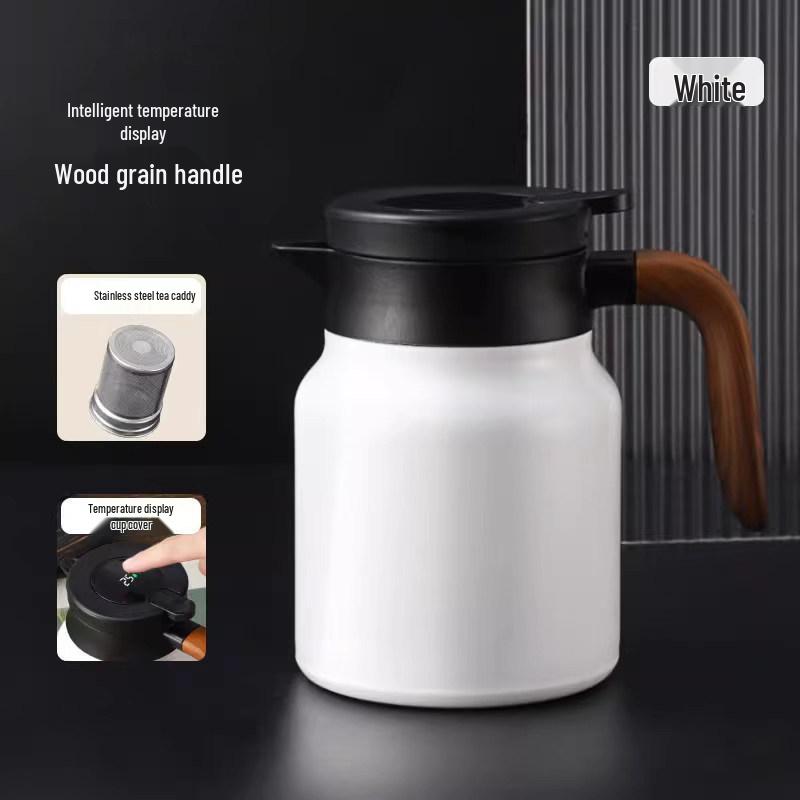 Tangsi Large Capacity Stainless Steel Teapot with Wooden Handle for Tea Stewing and Water Separation
