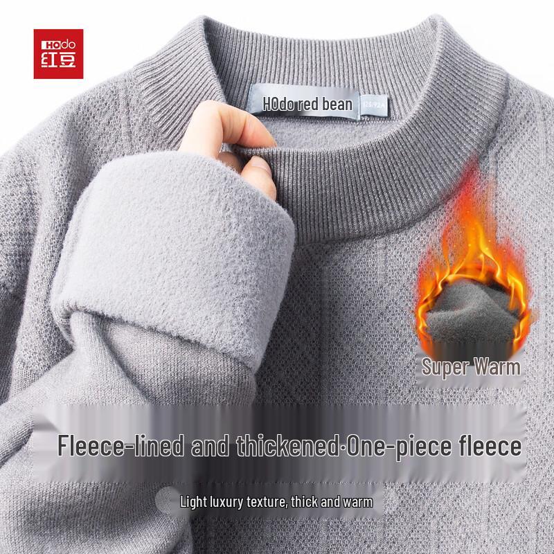 

Hodo Men s Jacquard Warm Fleece Round Neck Sweater S