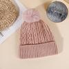 Winter Warm Pullover Cap with Fluffy Ball Beanies Cap Fashion Knitted Hat  for Male Female
