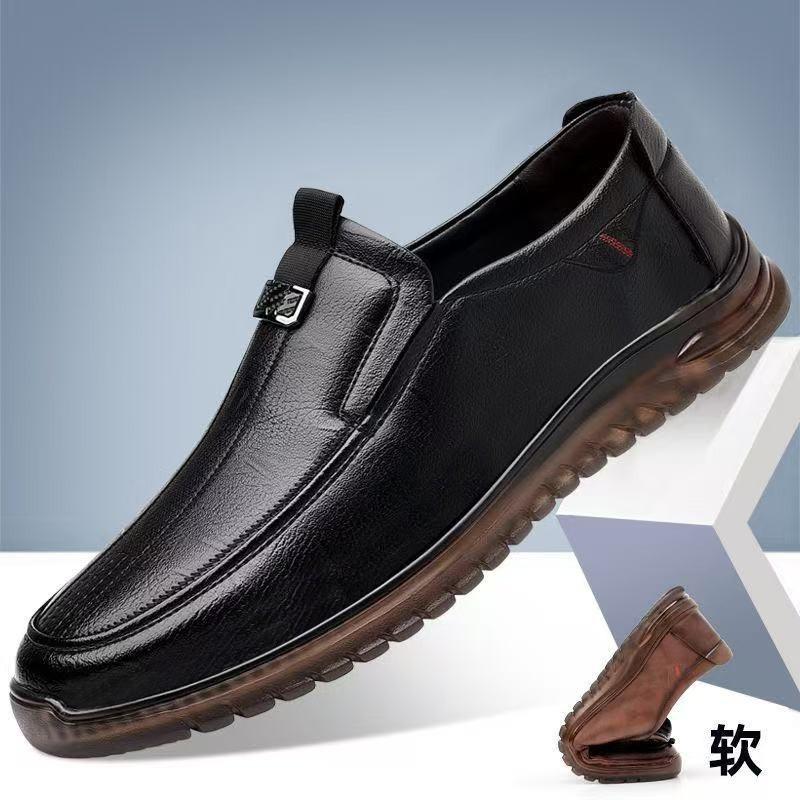 Leather Shoes Spring and Autumn New One-pedal Driving Walking Casual Shoes Soft Surface Soft Sole Daily Wear Business Men's Shoes