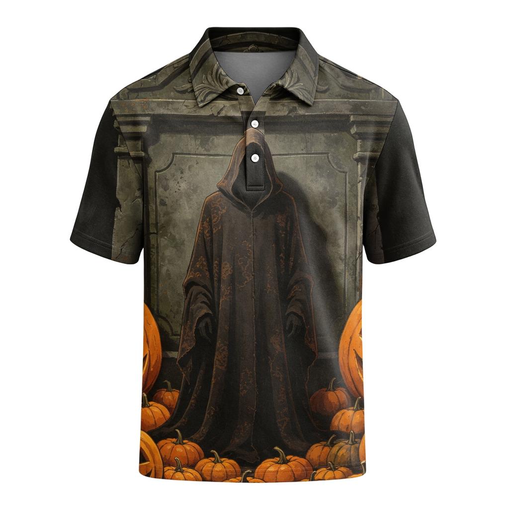 Men's Halloween Print Short Sleeve T-Shirt Stylish Casual Top