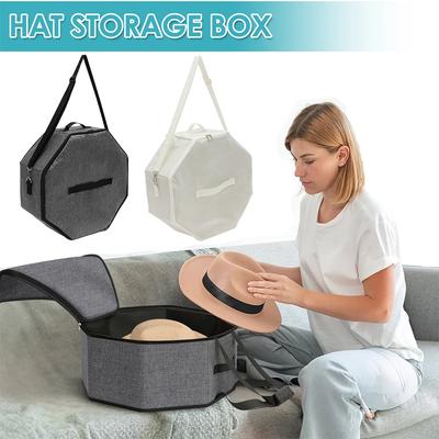 Hat Organizer Bag Oxford Cloth Dustproof Cowboy Hat Box with Metal Hook and Handle Portable Travel Large Capacity Cap Organizer