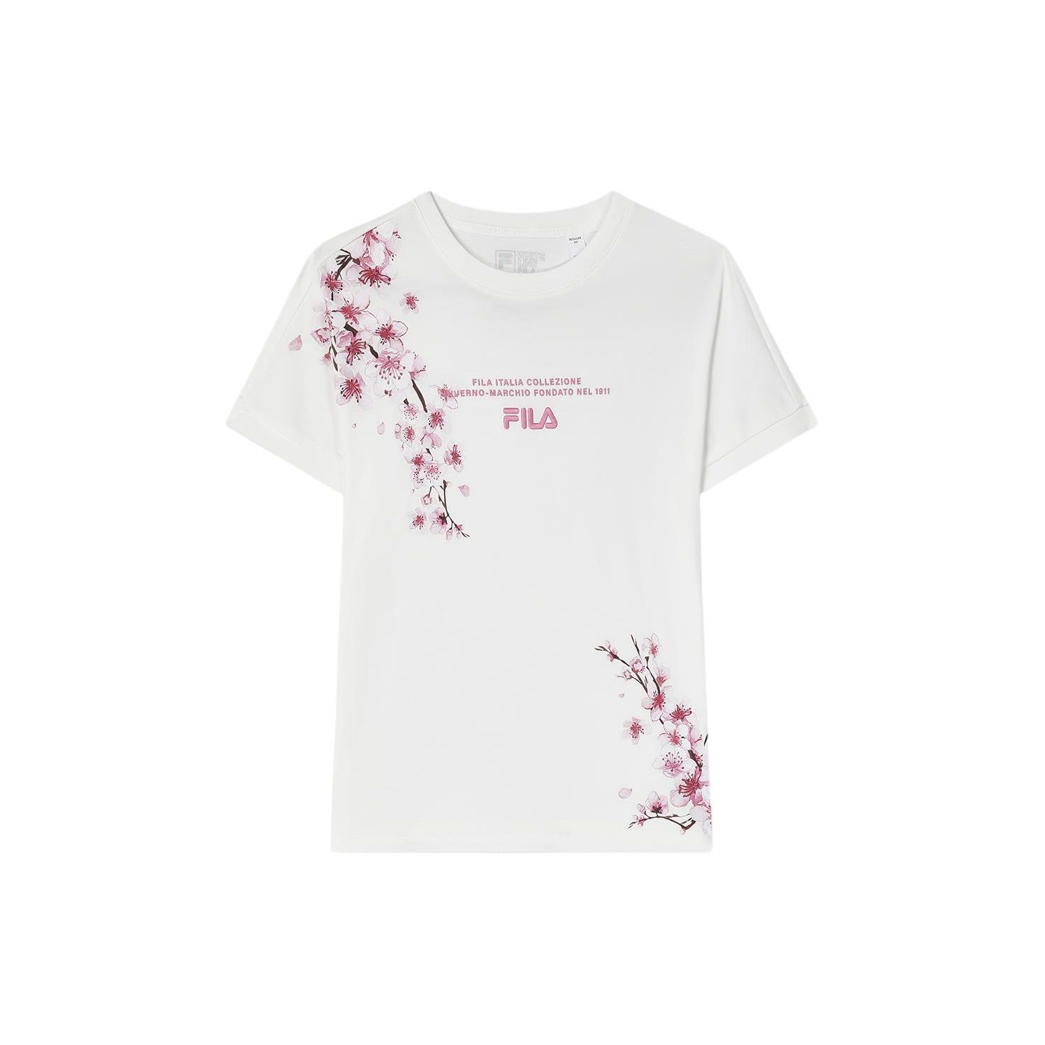 

FILA Heritage Printed Letter American Vintage Fashion Casual Crew Neck Short Sleeve T-Shirt Women Tops Cloud-White F11W418106F-WT M