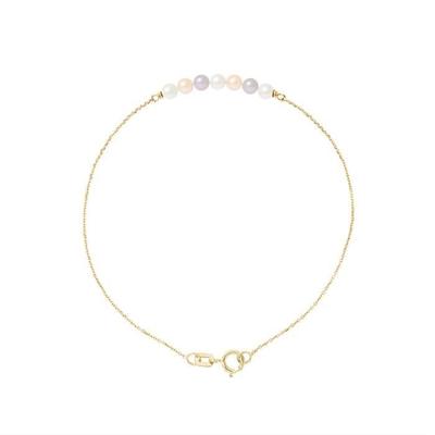 Bracelet - - 7 Multicolored Freshwater Cultured Pearls - Yellow Gold - 18 Cm - Women