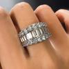 Classic Copper Alloy Zircon Ring Ladies Jewelry Wedding Promise Party Gift