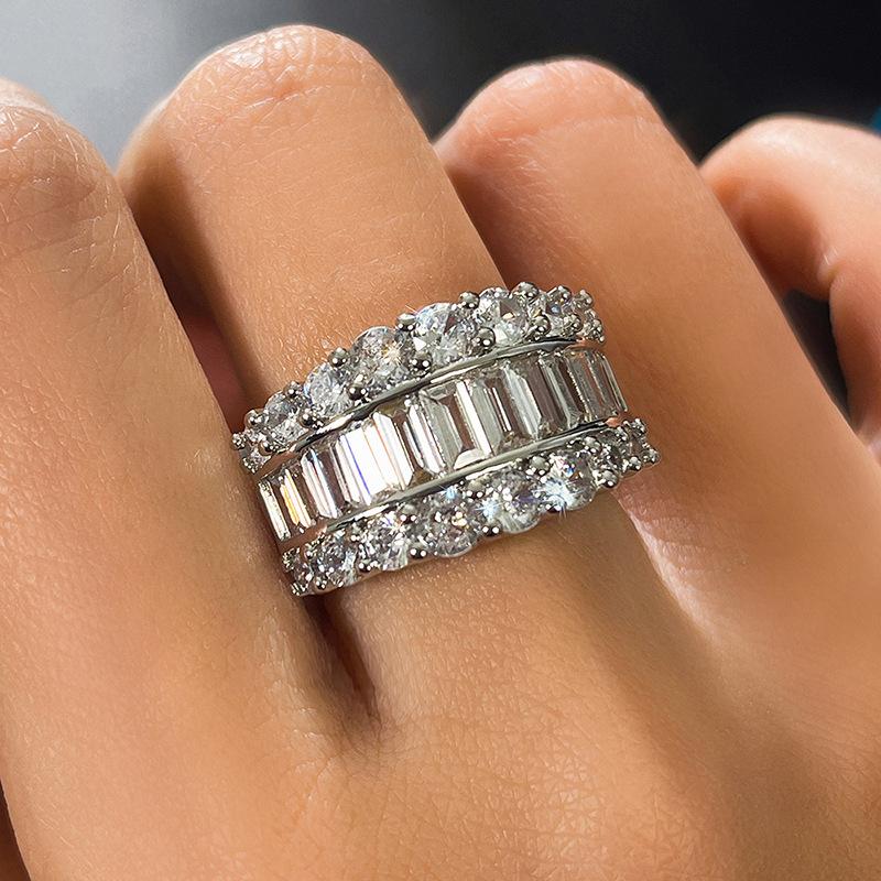 Classic Copper Alloy Zircon Ring Ladies Jewelry Wedding Promise Party Gift
