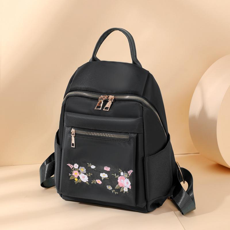 Embroidery backpack women's 2025 summer new fabric embroidery schoolbag fashion mother bag travel women's backpack