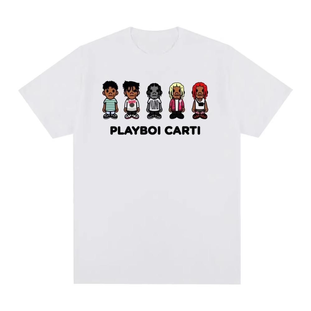 Playboi Carti Vintage T-Shirt Hip Hop Skateboard Baumwolle Herren Damen T-Shirt Kurzarm Lässig Street Herren Kleidung Übergroße Oberteile
