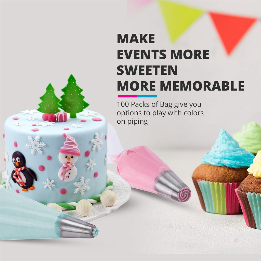Set of 100 Versatile Cake Decorating Bags PE Material Baking Piping Bags Pastry Bags Decorating Tool for Cake Decorating