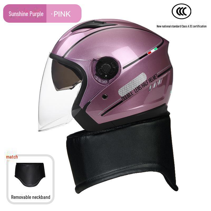BYB A-Class 3C Certified Universal Helmet with Anti-Fog Dual Lens for Motorcycle/Electric Vehicle (Four Seasons).