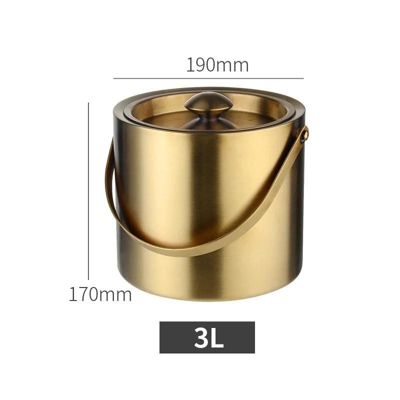 Stainless Steel Double Walled Ice Bucket Beverage Tub Cooler Bucket Comfortable Carry Handle for KTV Bar Whiskey Beer Tools