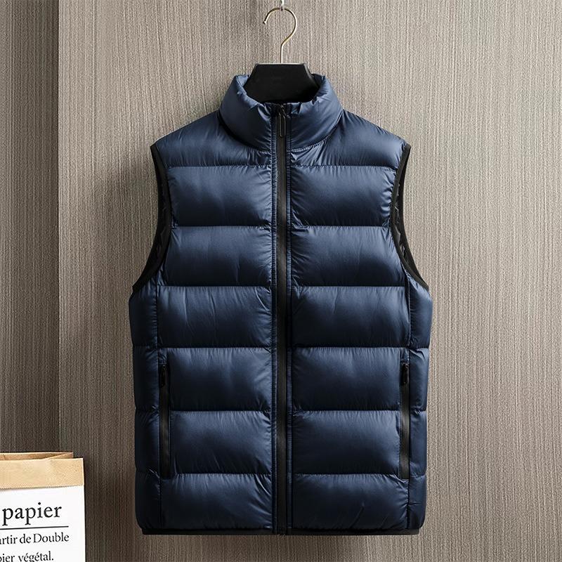 Men S Thick Winter Stand Collar Solid Color Casual Vest