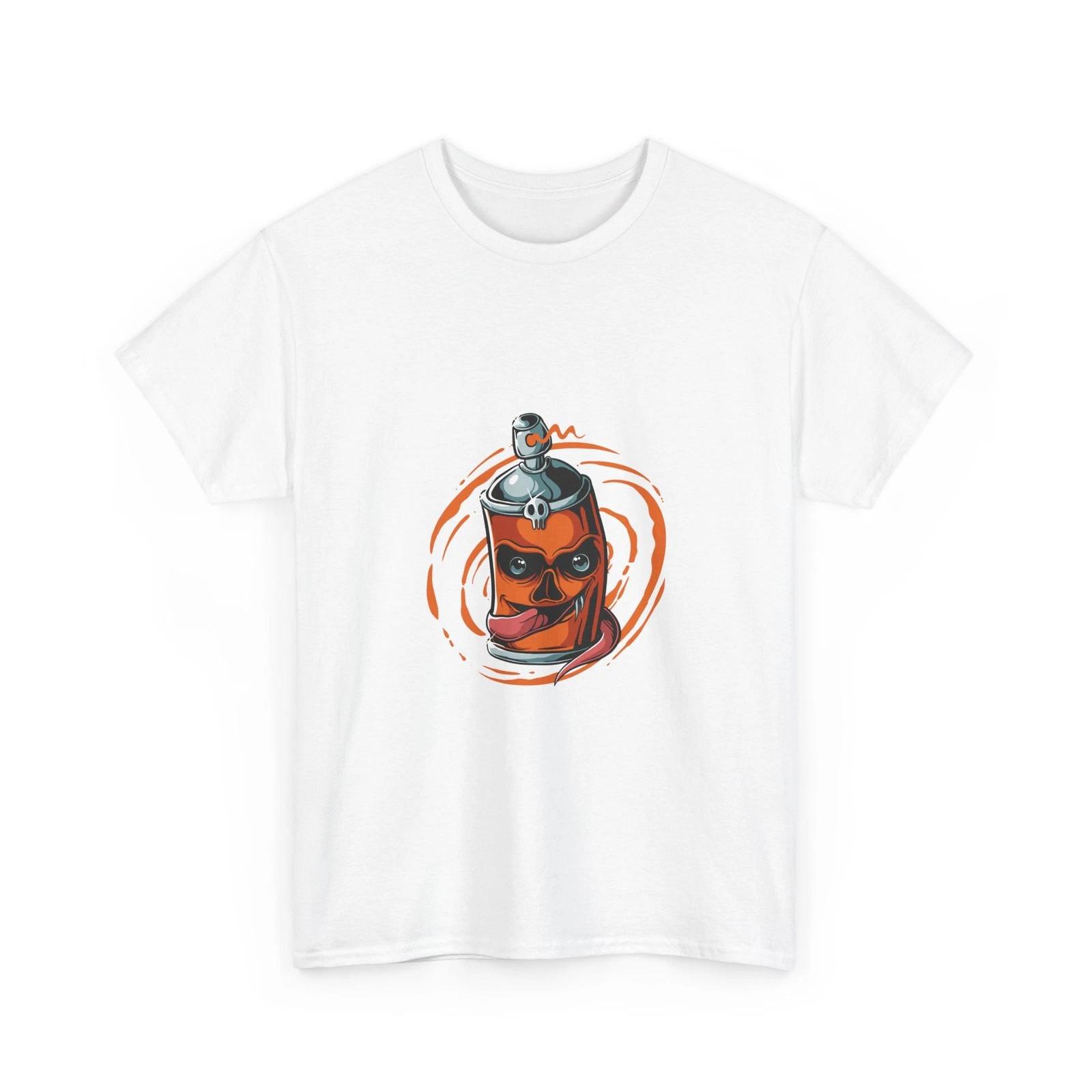 Spray Can Skull T-Shirt | Street Art Skull Tee, Cool Orange Spray Can, Fashion L