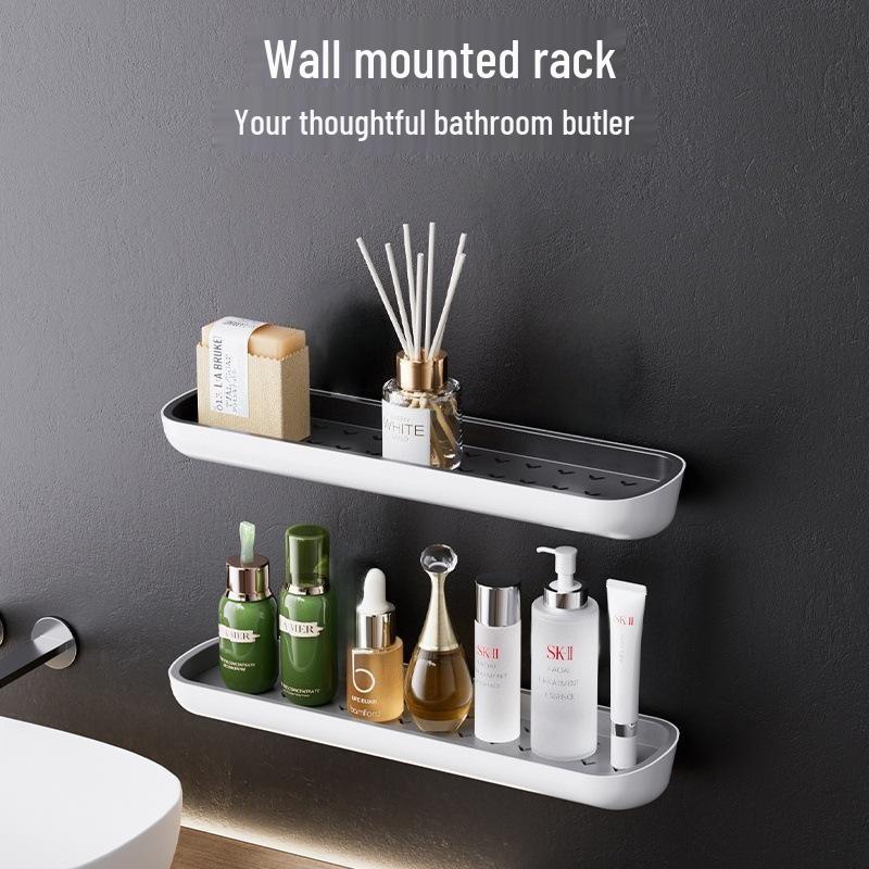 Suction Cup Wall-Mounted Bathroom Shelf Towel Rack - No-Drill Vanity or Kitchen Sink Storage