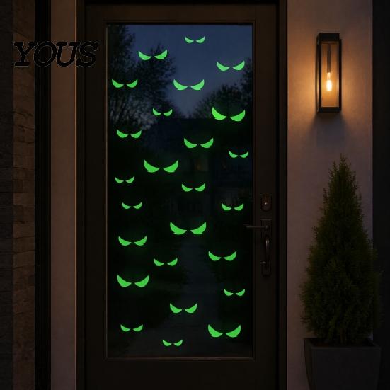 Glow In The Dark Stickers Halloween Demon Eye Wall Stickers, Scary Luminous Ghost PVC Eyeball Decals, Waterproof Self-Adhesive Horror Deco for