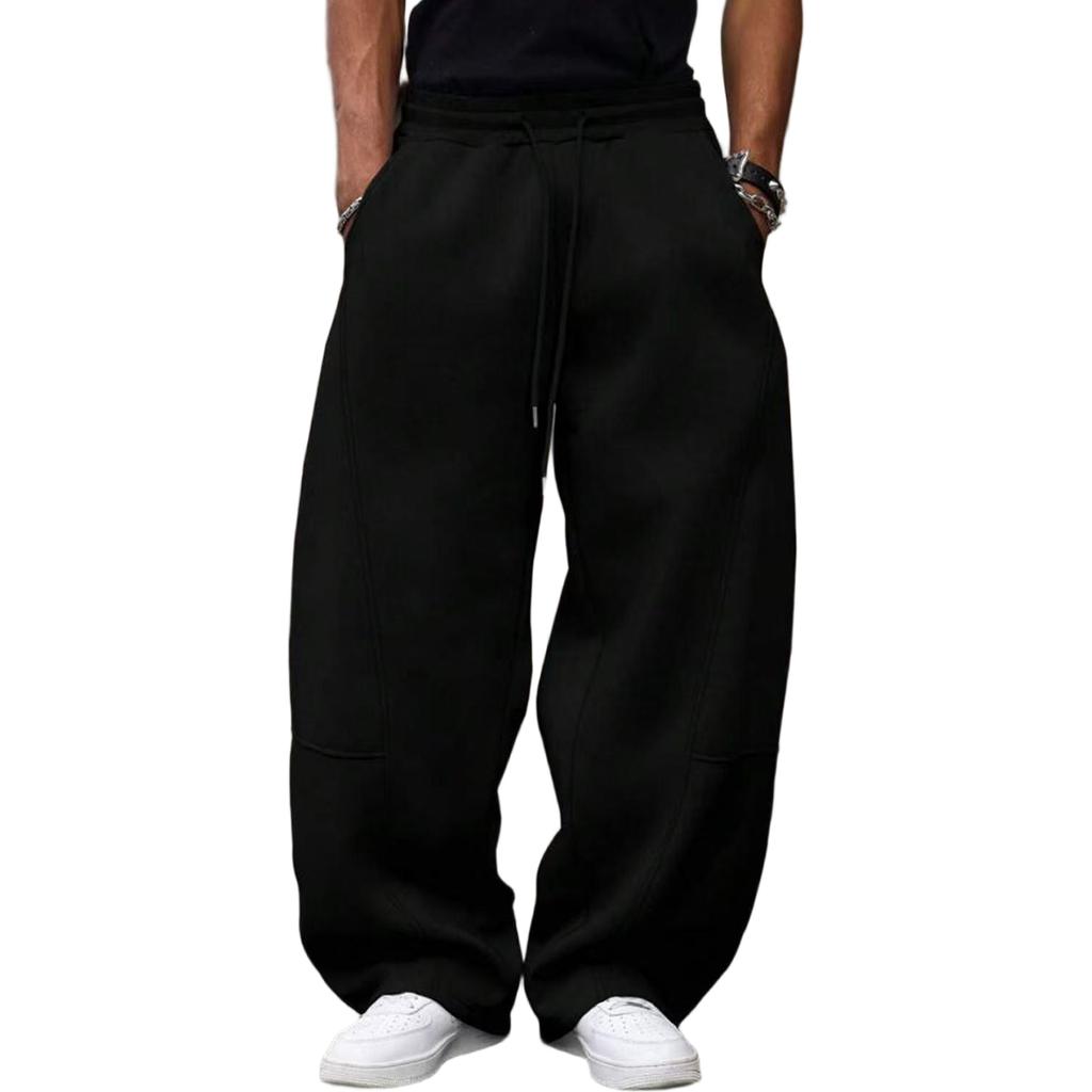 Men’s Baggy Sweatpants Wide-Leg With Elastic Drawstring Waist, Casual Joggers With Deep Pockets Cozy Fleece