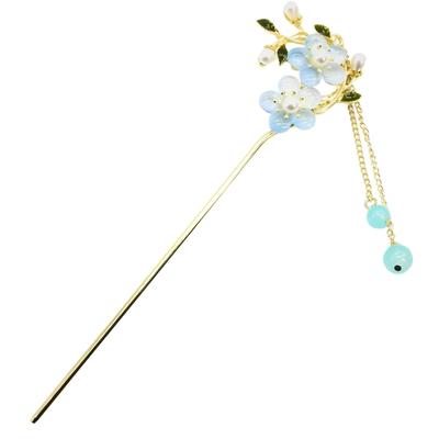 Miaomyao Single Hairpin for Japanese and Metallic and Double Flower and Cherry Blossom Hair Accessory Hairpin, Clothing, Tomesode, Kimono, Yukata,