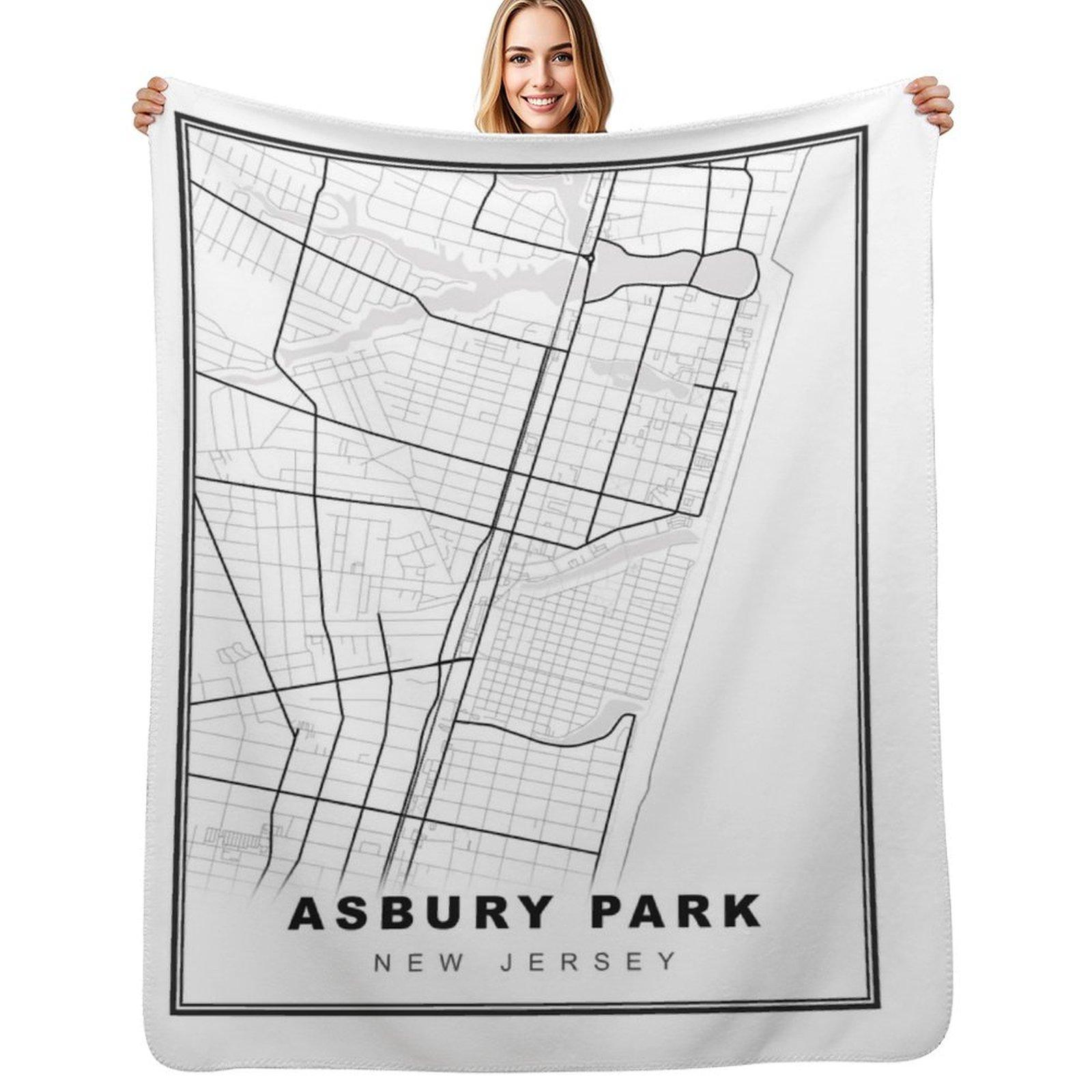 

Asbury Park Map Throw Blanket Long Lasting Soft Plush Blanket for Daily Use 102x76cm(40x30in)