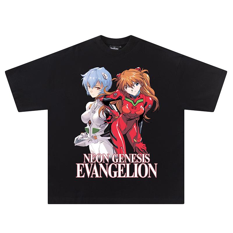EVA Aya Polly Asuka Anime Printed T-Shirt Vintage Hip Hop Loose Short Sleeve Male Breathable Y2K