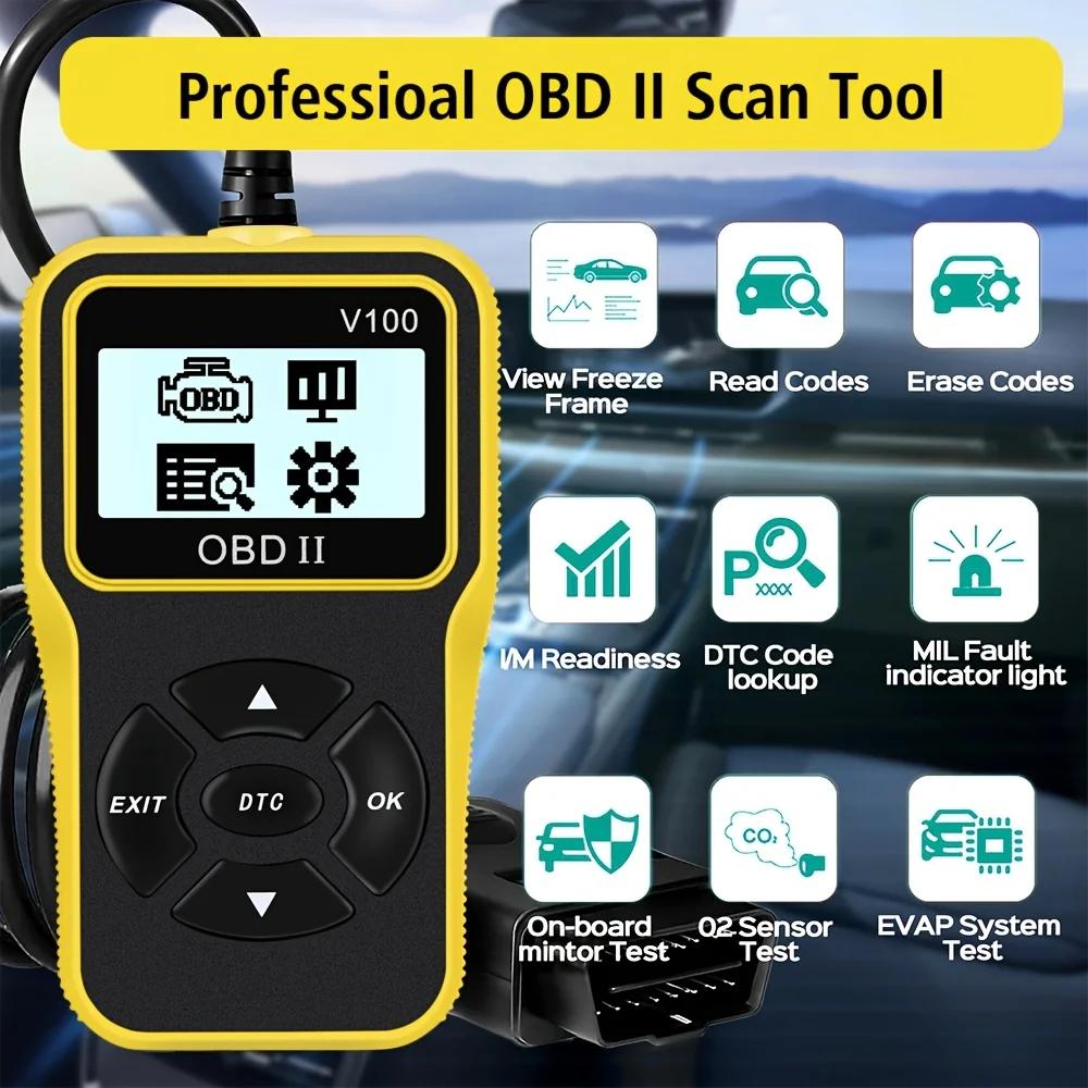 Obd2 Scanner Diagnostic Tool, Check Engine Code Reader, Obd2 Scanner with Reset Function, Input/Management Preparation, Engine Auto Check Light