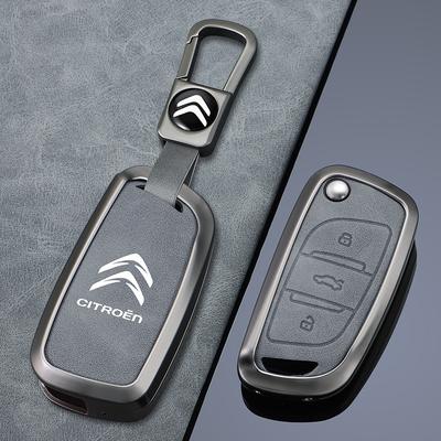 Zinc Alloy Leather Car Flip Remote Key Case Cover Protector Fob Keyless For C1 C2 C3 C4 C5 XSARA PICA Car Accessories
