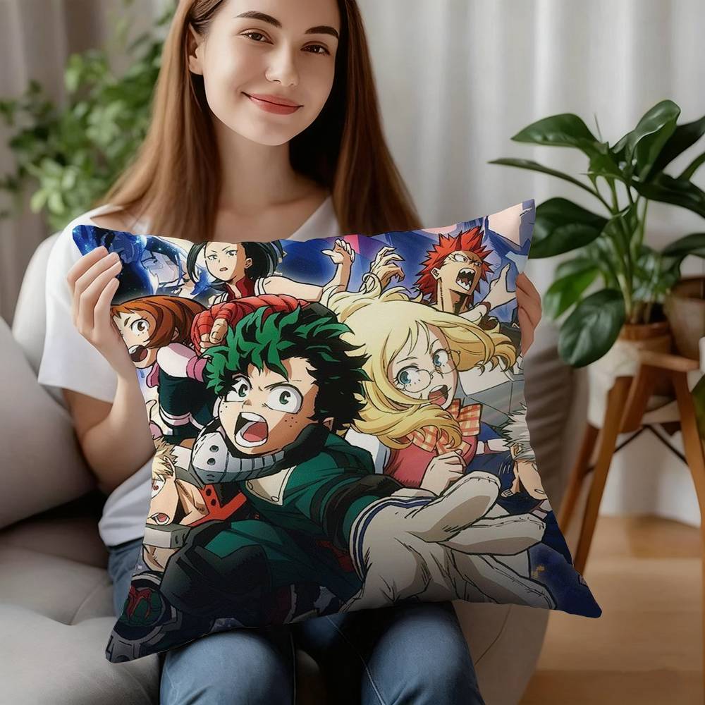 

Hot-cartoon M-My Hero AcademiaS Pillow Case Short Plush Sofa Decorative Gift Home Double-sided Printing Cushion 12x12Inch
