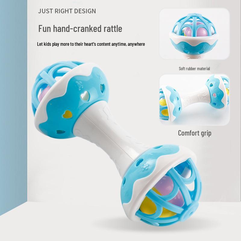 Soft Teething Rattle Stick: Baby Grip & Roll Dumbbell Ball for Crawling and Education (0-1 Year)