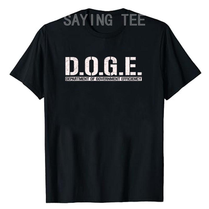 DOGE D.O.G.E. ODDĚLENÍ VLÁDNÍ EFEKTIVITY Tričko Humor Vtipná Písmena Potisk Nápisové Tričko Grafický Outfit Top s Krátkým Rukávem