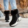 Women's Winter Plush-Lined Platform Ankle Boots with Thick Sole & -Trimmed Cuffs - Slip-On Zipper Casual Shoes, Round Toe , Winter Footwear